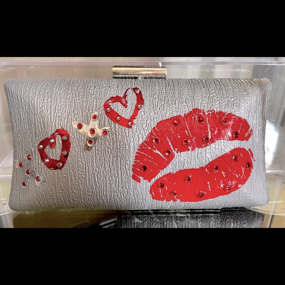 Silver XOXO Swarovski Crystal Clutch